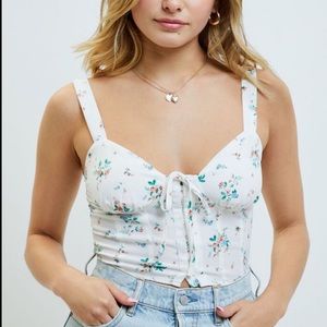 Kendall & Kylie Floral Bustier Corset Top